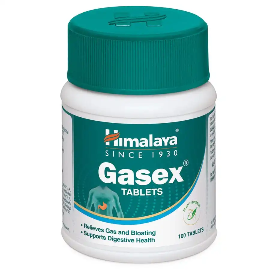 Himalaya Gasex Tablets 100s bottle for herbal gas, bloating and digestive health support